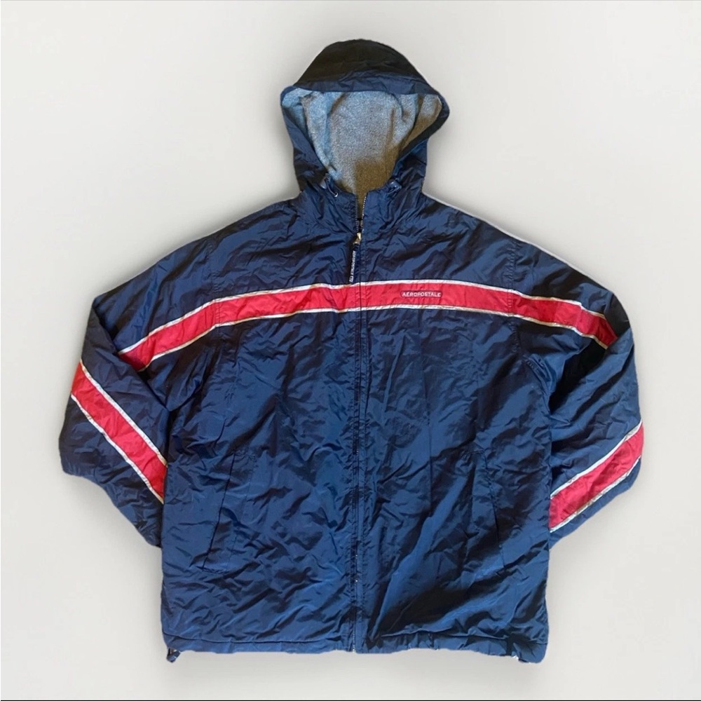 Vintage Aeropostale Jacket Mens Medium Red And Blue 100% Nylon Zip Up